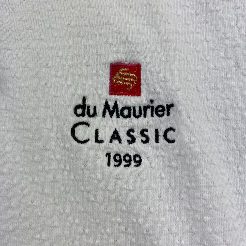 Vintage 1999 du MAURIER Classics Golf Shirt Women Small S White PRIDDIS GREENS - Picture 2 of 8